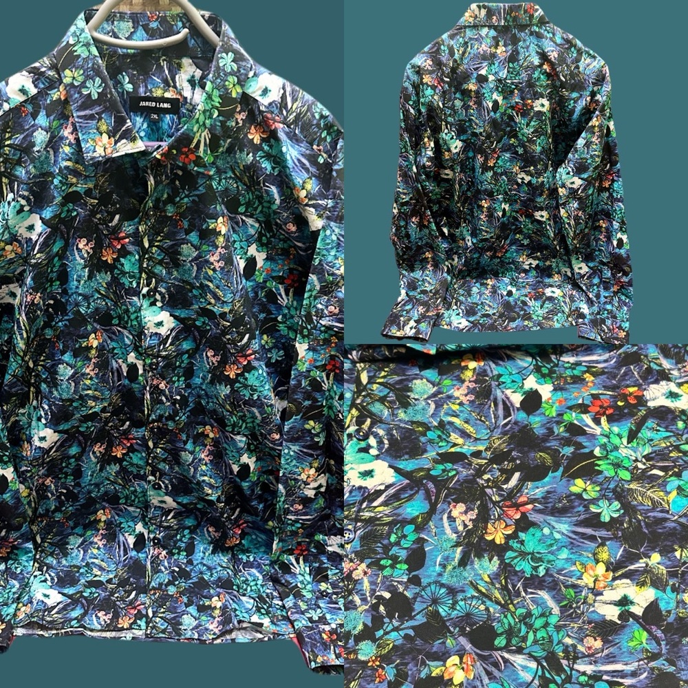 JARED LANG Men’s Floral Long Sleeve Shirt size 2XL
